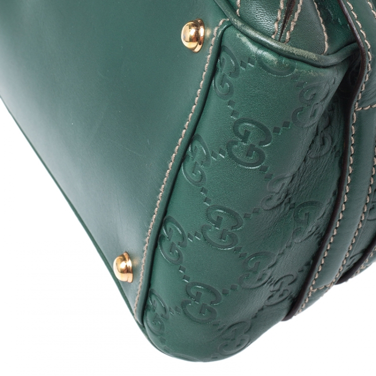 Pre Owned Gucci Green Guccissima Leather Wave Boston Bag