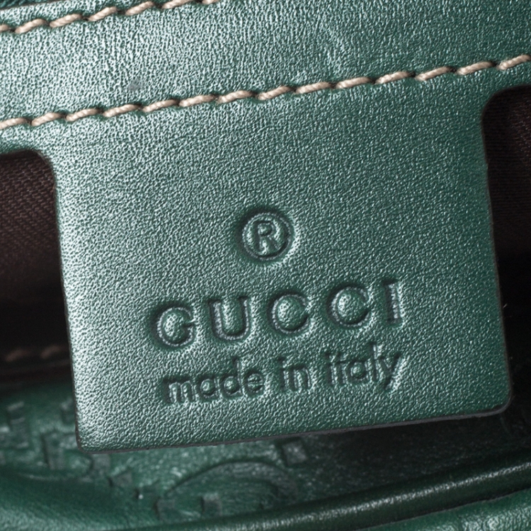 Pre Owned Gucci Green Guccissima Leather Wave Boston Bag