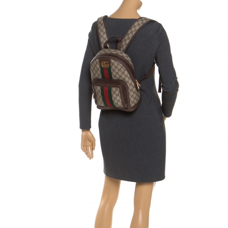 Gucci Beige/Ebony GG Canvas Ophidia Round Mini Backpack Bag