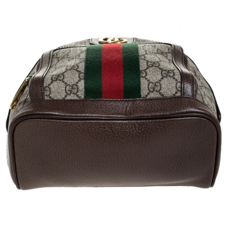 Pre Owned Gucci Beige/Ebony GG Supreme Coated Canvas Small Ophidia Backpack
