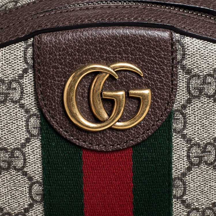 Pre Owned Gucci Beige/Ebony GG Supreme Coated Canvas Small Ophidia Backpack
