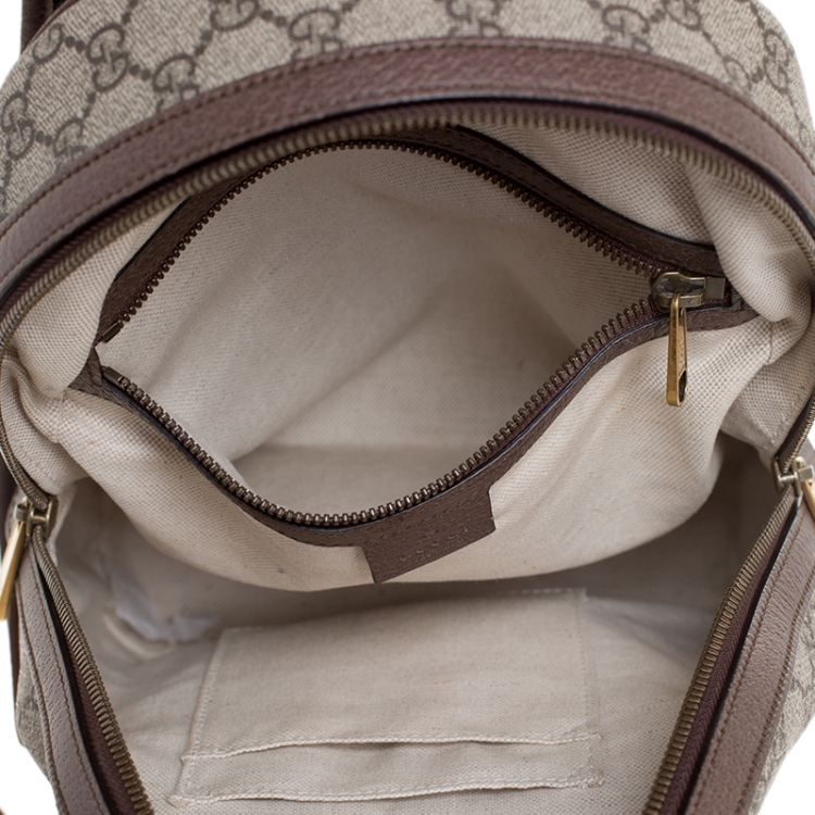 Pre Owned Gucci Beige/Ebony GG Supreme Coated Canvas Small Ophidia Backpack