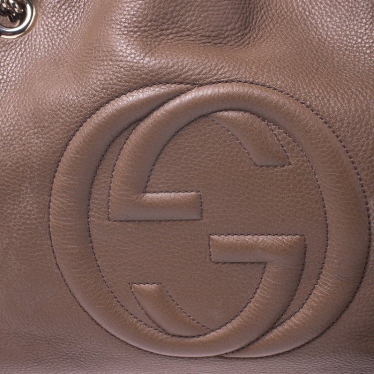 Pre Owned Gucci Brown Pebbled Leather Medium Soho Tote