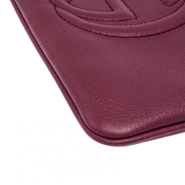 Pre Owned Gucci Purple Leather Soho Wristlet Clutch