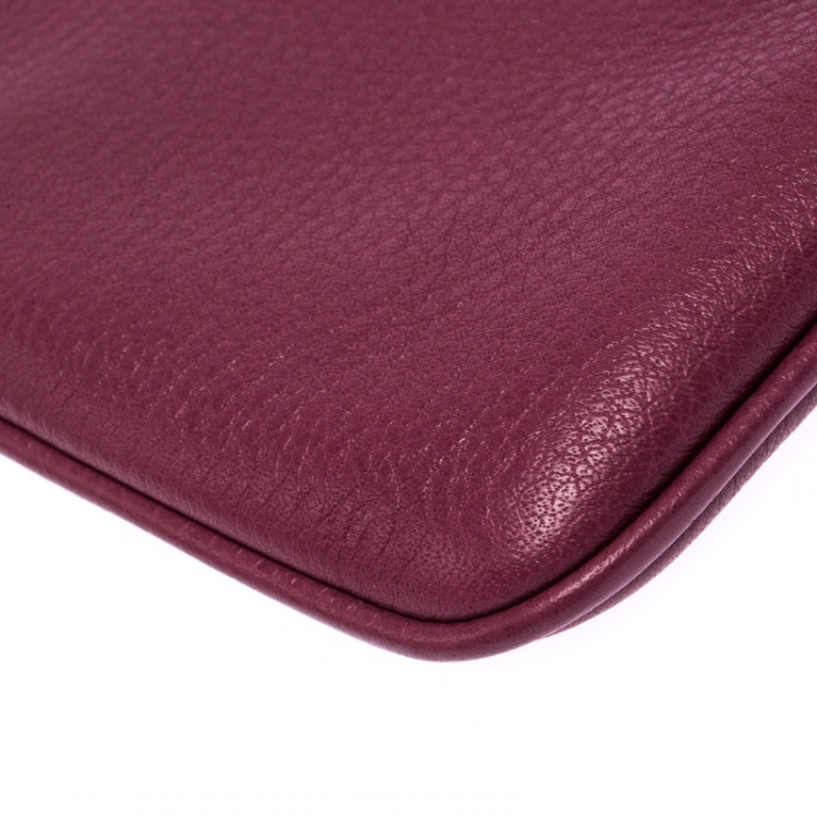 Pre Owned Gucci Purple Leather Soho Wristlet Clutch