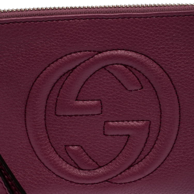 Pre Owned Gucci Purple Leather Soho Wristlet Clutch