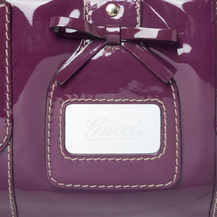 Pre Owned Gucci Purple Patent Leather Boston Bag 
