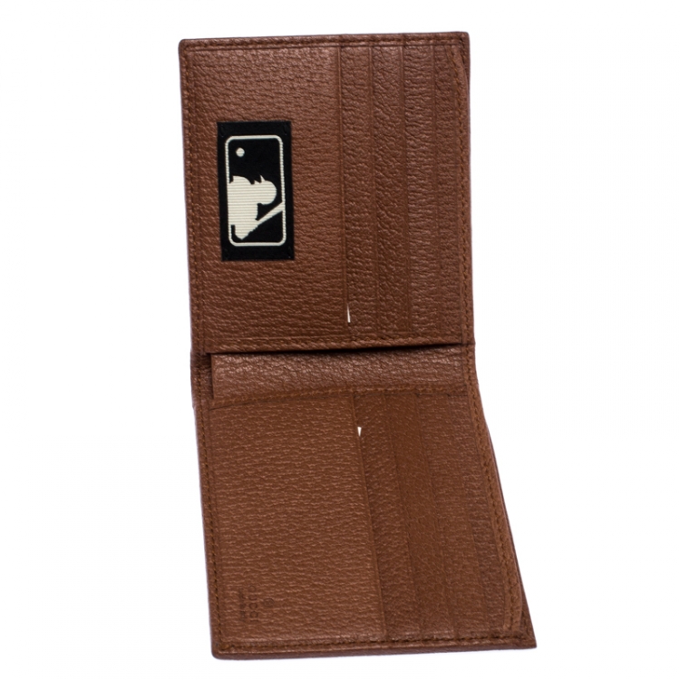 Pre Owned Gucci Beige/Brown GG Canvas New York Yankees Patch Bifold Wallet