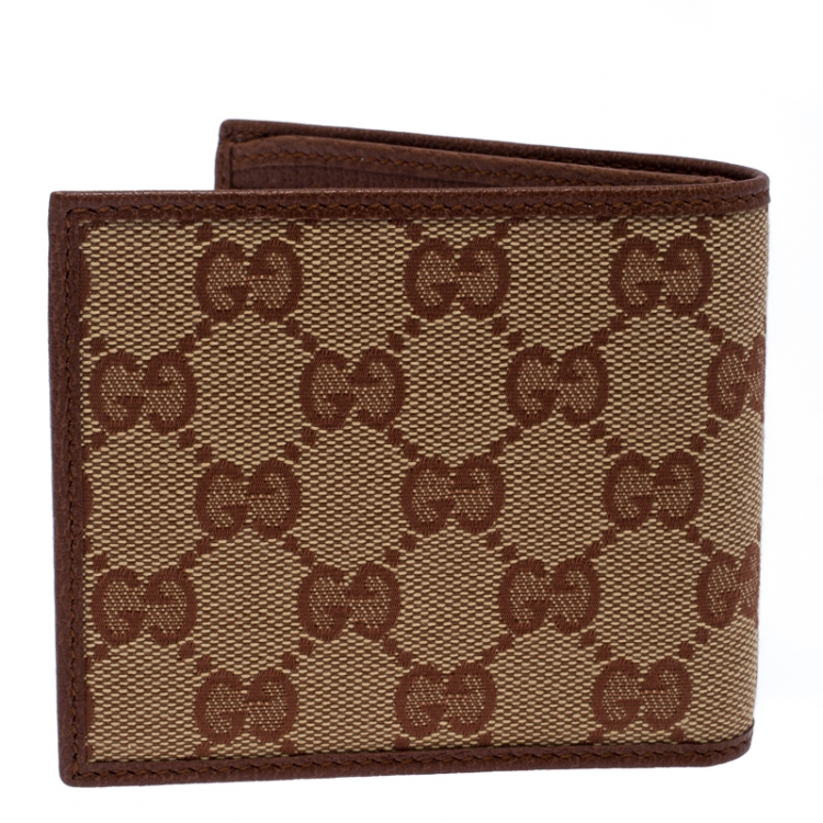 Pre Owned Gucci Beige/Brown GG Canvas New York Yankees Patch Bifold Wallet