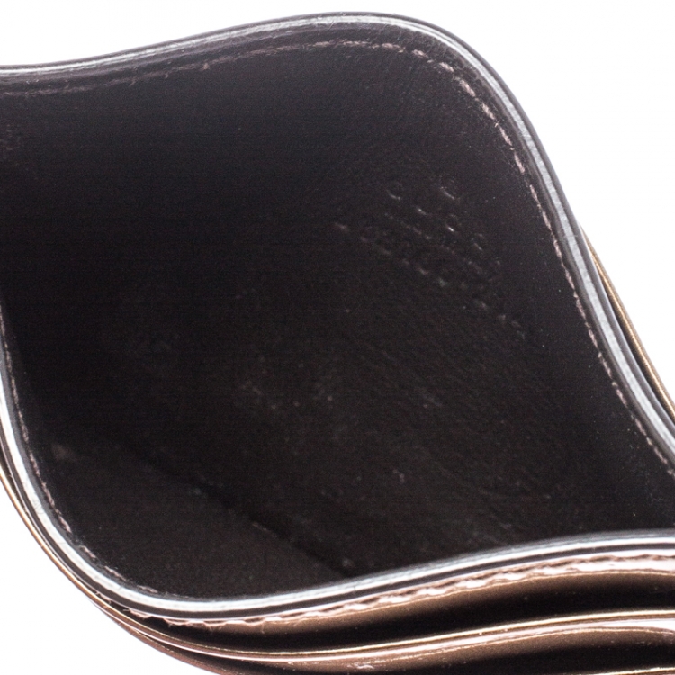 مملوكة مسبقًا Gucci Bronze Nice Microguccissima Leather Card Holder