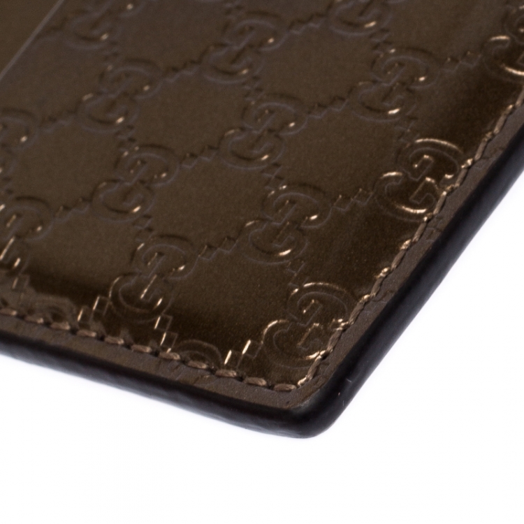 مملوكة مسبقًا Gucci Bronze Nice Microguccissima Leather Card Holder