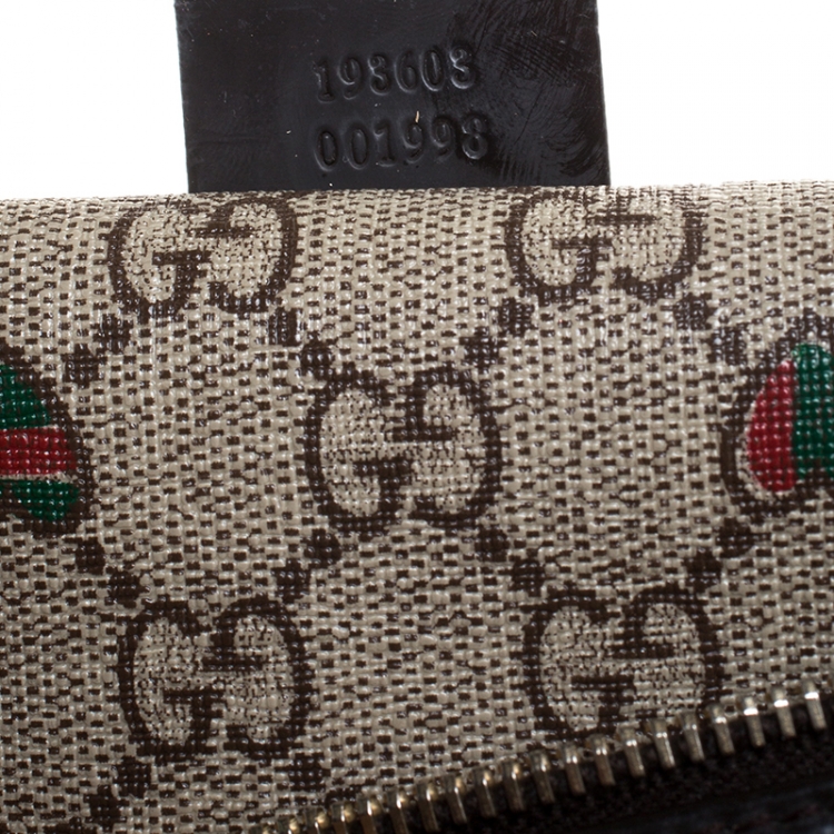 Pre Owned Gucci Brown/Beige GG Supreme Canvas Medium Tattoo Hearts Joy Boston Bag