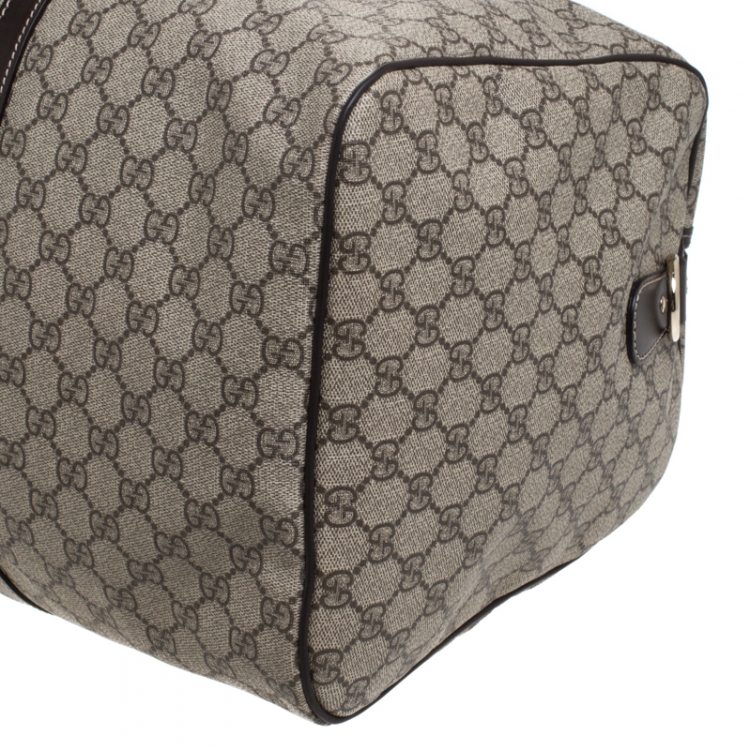 مملوكة مسبقًا Gucci Beige/Brown GG Supreme Canvas Duffel Bag