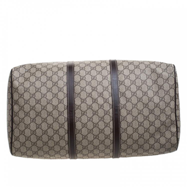 مملوكة مسبقًا Gucci Beige/Brown GG Supreme Canvas Duffel Bag