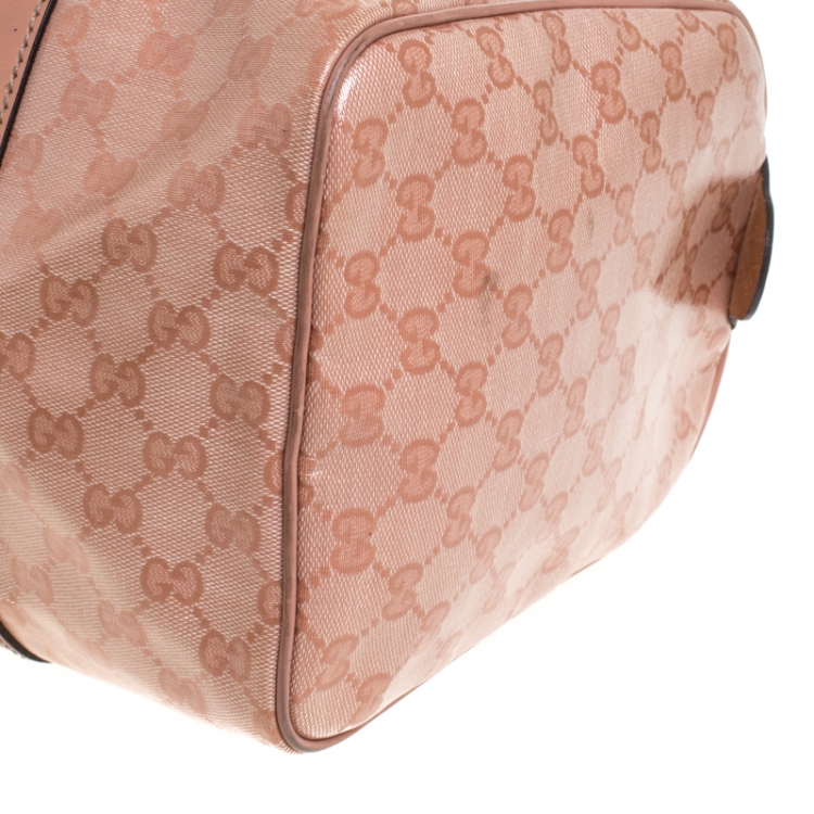 Pre Owned Gucci Pink GG Crystal Canvas Medium Joy Boston Bag