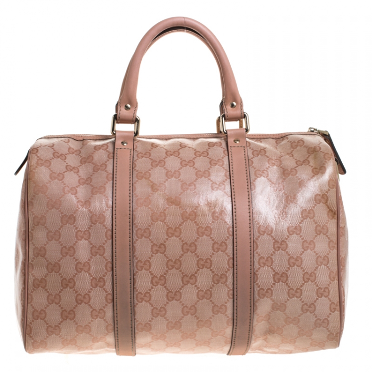 Pre Owned Gucci Pink GG Crystal Canvas Medium Joy Boston Bag