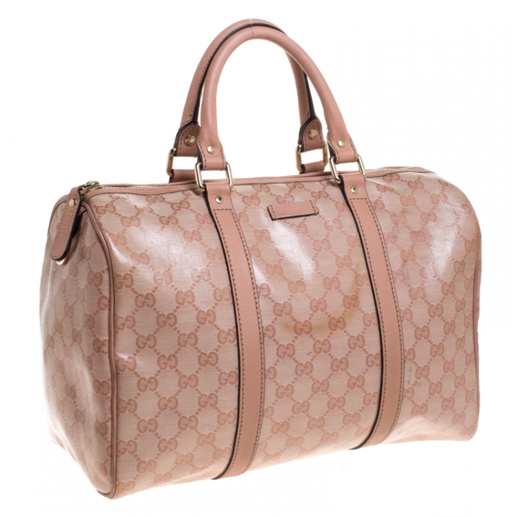 Pre Owned Gucci Pink GG Crystal Canvas Medium Joy Boston Bag
