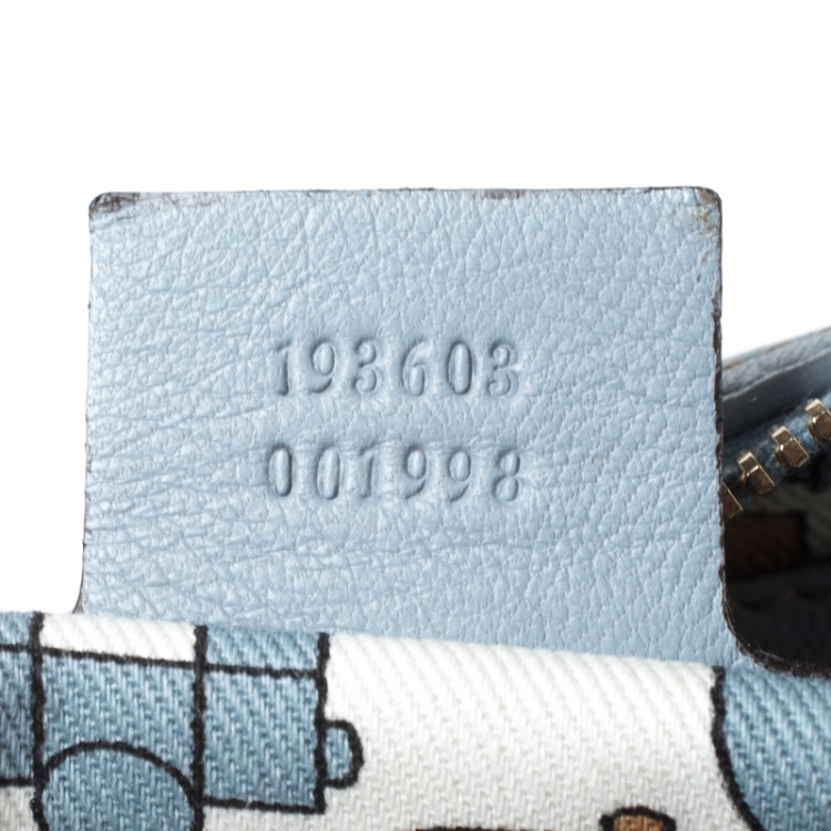 Pre Owned Gucci Sky Blue Guccissima Leather Medium Joy Boston Bag