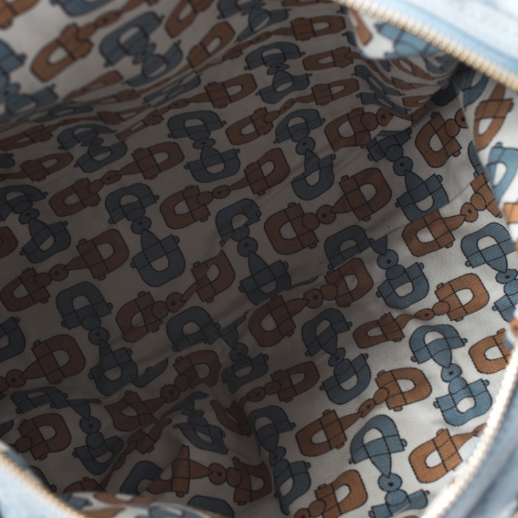 Pre Owned Gucci Sky Blue Guccissima Leather Medium Joy Boston Bag