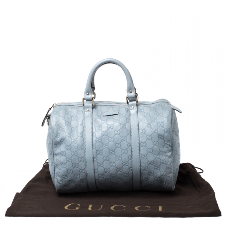 Pre Owned Gucci Sky Blue Guccissima Leather Medium Joy Boston Bag