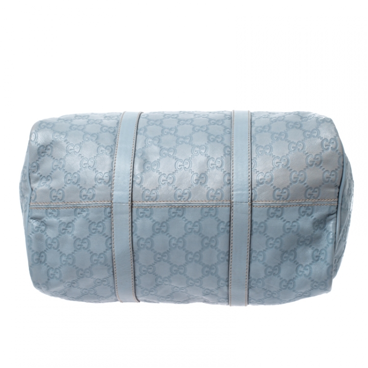 Pre Owned Gucci Sky Blue Guccissima Leather Medium Joy Boston Bag