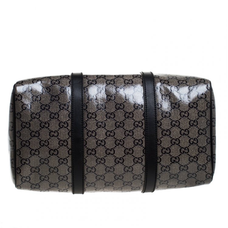 Pre Owned Gucci Grey/Black GG Crystal Canvas Medium Joy Boston Bag