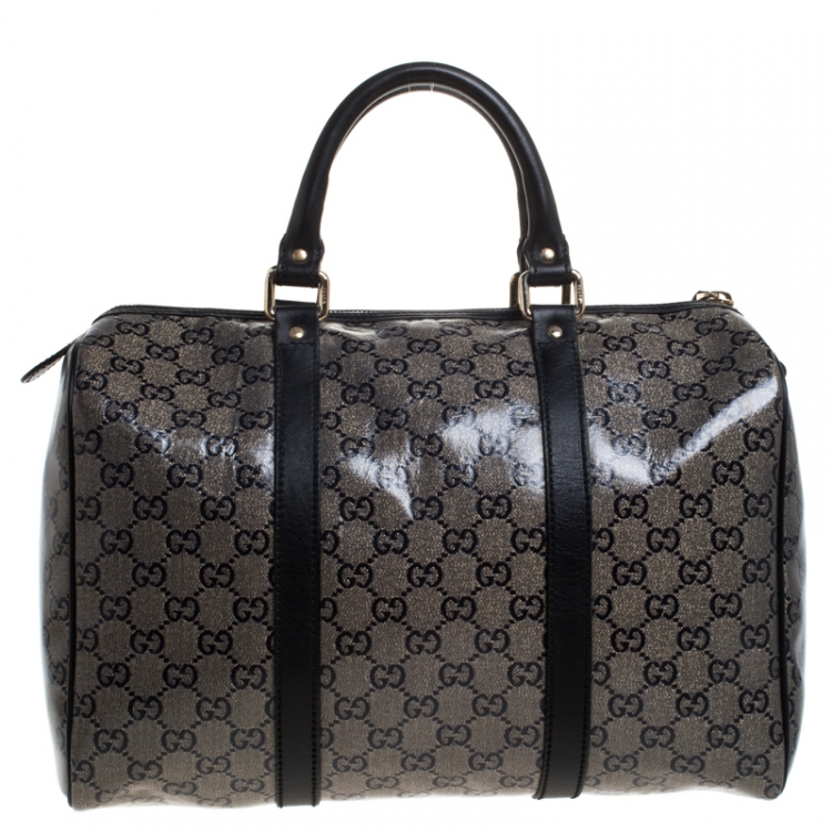 Pre Owned Gucci Grey/Black GG Crystal Canvas Medium Joy Boston Bag