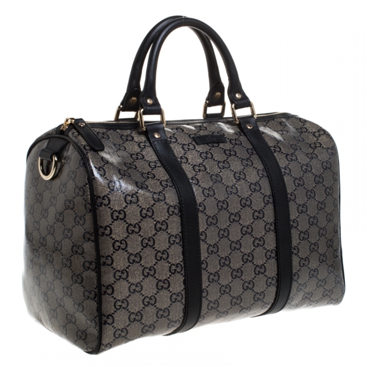 Pre Owned Gucci Grey/Black GG Crystal Canvas Medium Joy Boston Bag