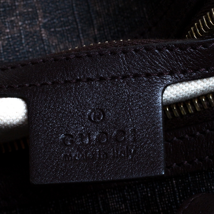 Pre Owned Gucci Dark Brown GG Supreme Canvas and Leather Medium Joy Boston Bag