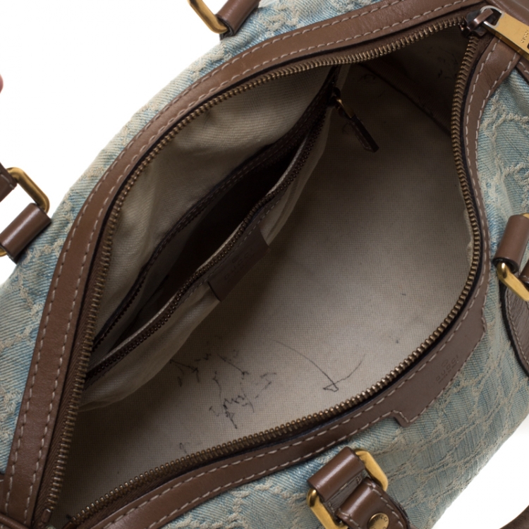 Pre Owned Gucci Blue GG Denim Medium Boston Bag