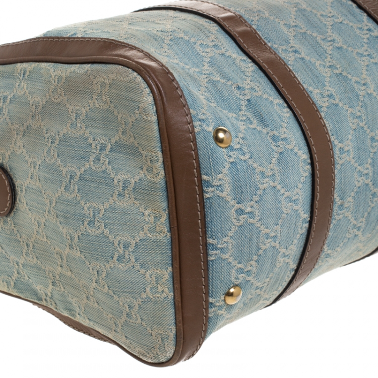 Pre Owned Gucci Blue GG Denim Medium Boston Bag