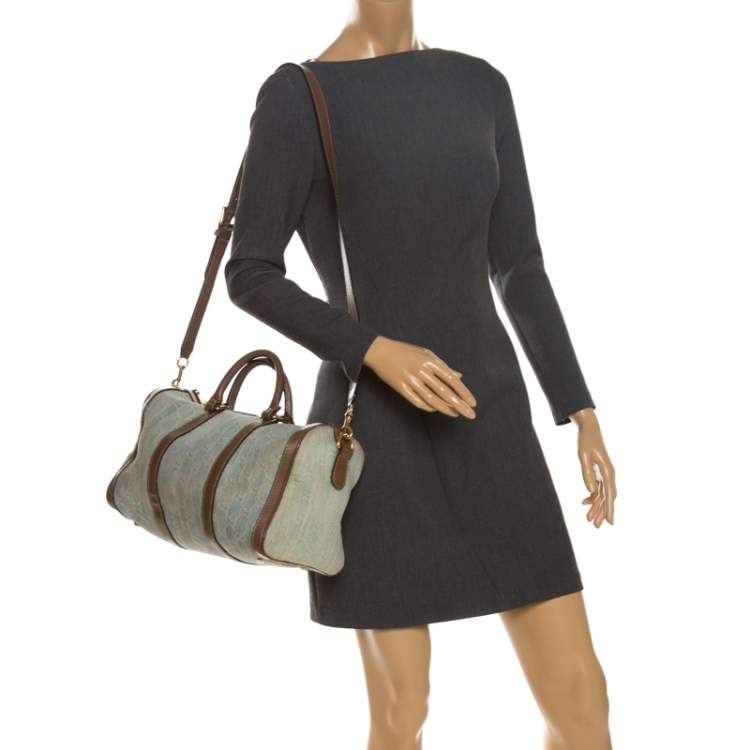 Pre Owned Gucci Blue GG Denim Medium Boston Bag