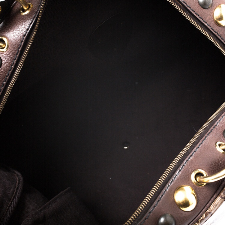 Pre Owned Gucci Beige/Brown GG Crystal Canvas Large Babouska Crest Dome Bag