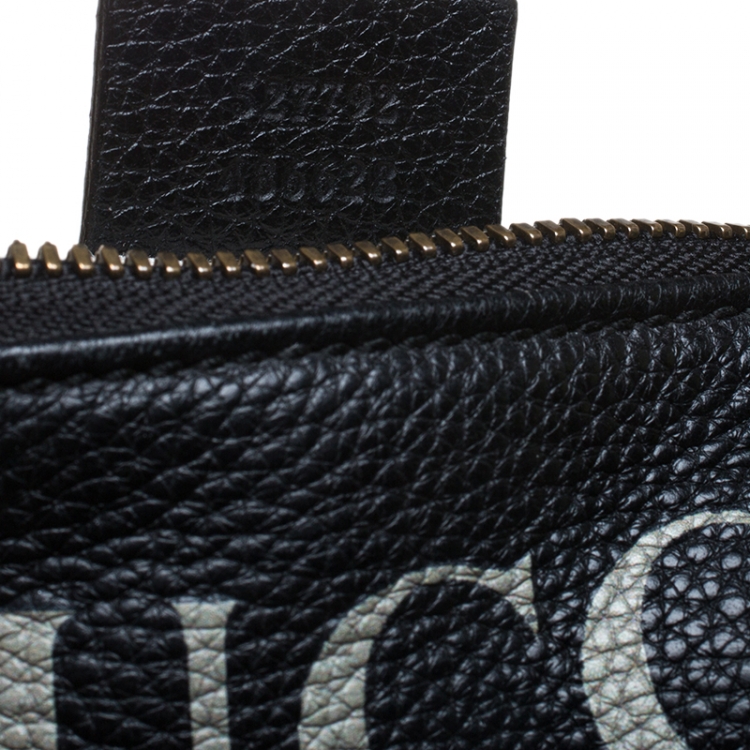 Pre Owned Gucci Black Pebbled Leather Small Logo Web Belt Bag