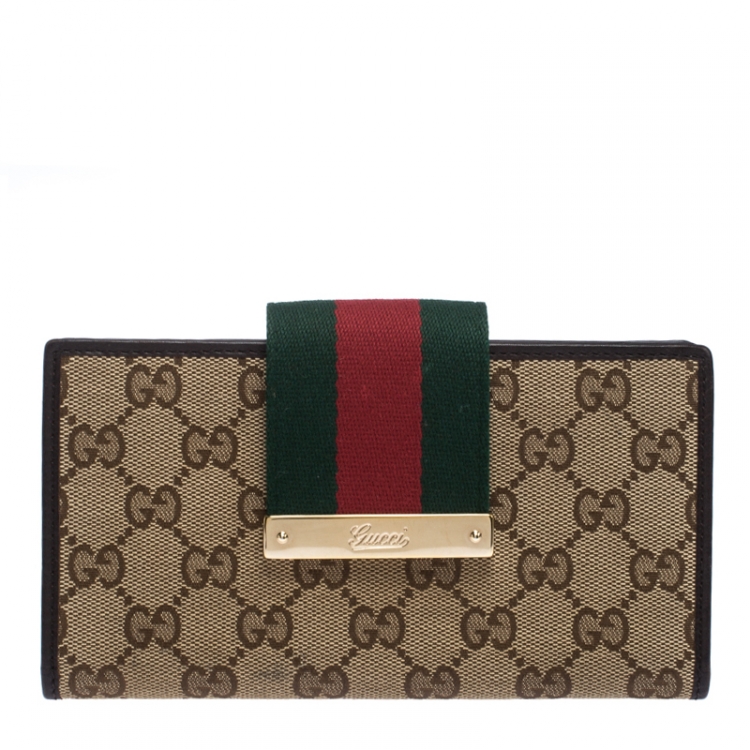 Authentic Gucci gg Canvas Red Continental Eclipse popular wallet