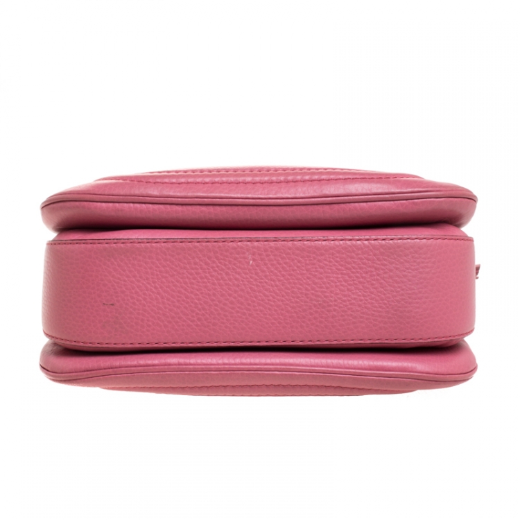 Pre Owned Gucci Pink Leather Medium Tassel New Bamboo Top Handle Bag