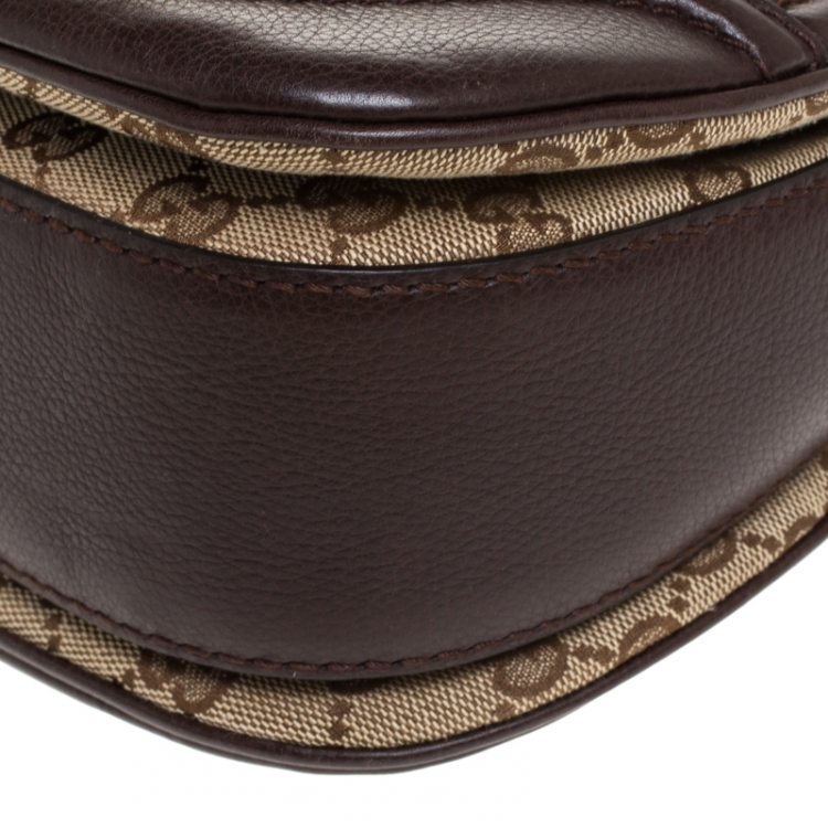 Pre Owned Gucci Brown GG Canvas and Leather Medium Tassel New Bamboo Top Handle Bag