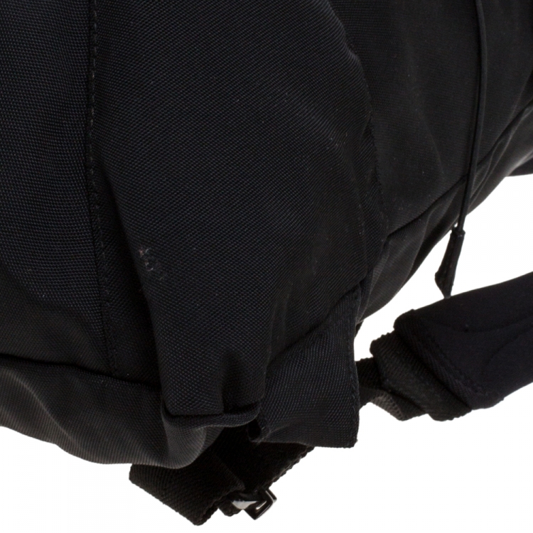 Pre Owned Gucci Black Nylon Web Zipper Line Backpack