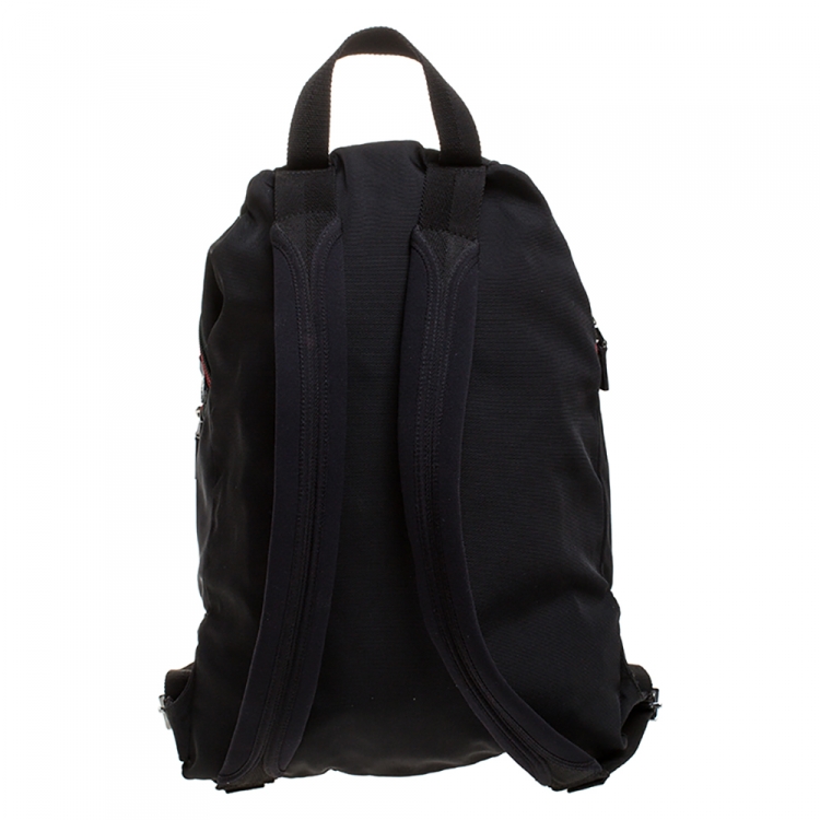 Pre Owned Gucci Black Nylon Web Zipper Line Backpack