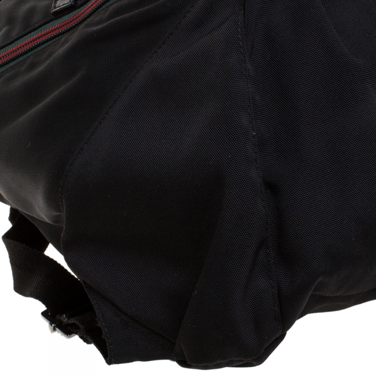 Pre Owned Gucci Black Nylon Web Zipper Line Backpack