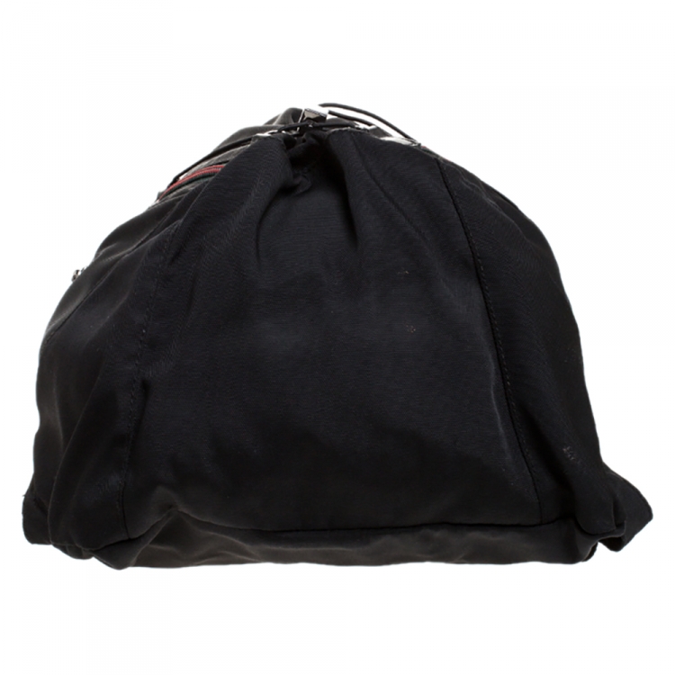 Pre Owned Gucci Black Nylon Web Zipper Line Backpack