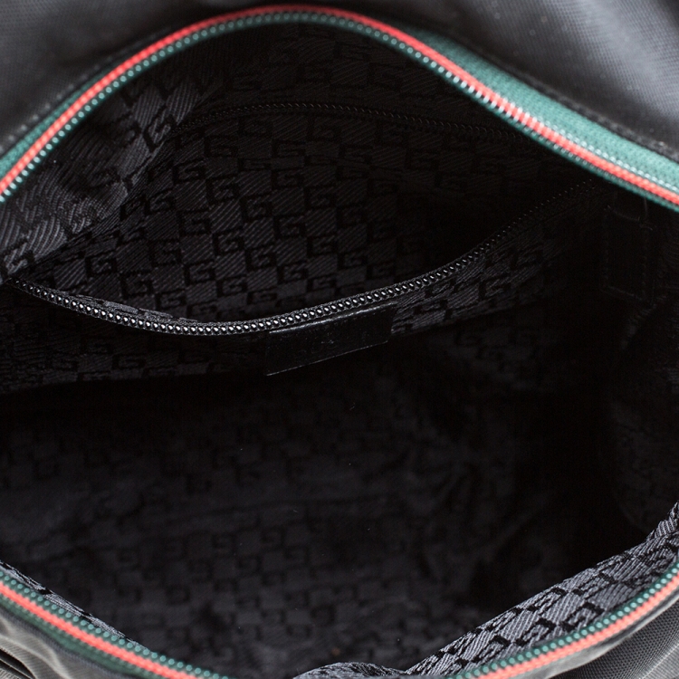 Pre Owned Gucci Black Nylon Web Zipper Line Backpack