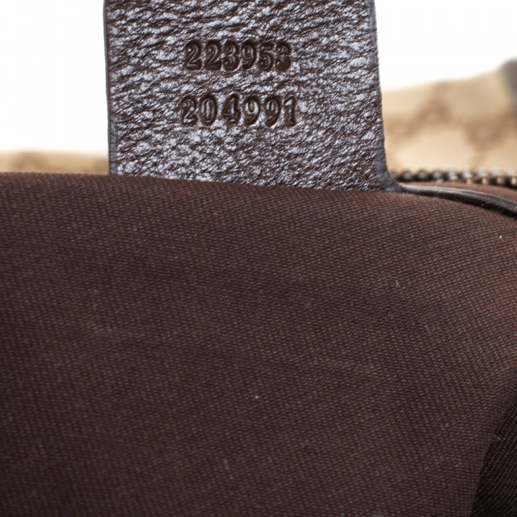 Pre Owned Gucci Beige/Brown GG Canvas and Leather Interlocking Boston Bag