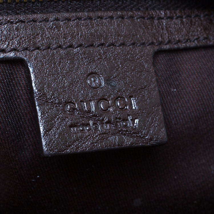 Pre Owned Gucci Beige/Brown GG Canvas and Leather Interlocking Boston Bag