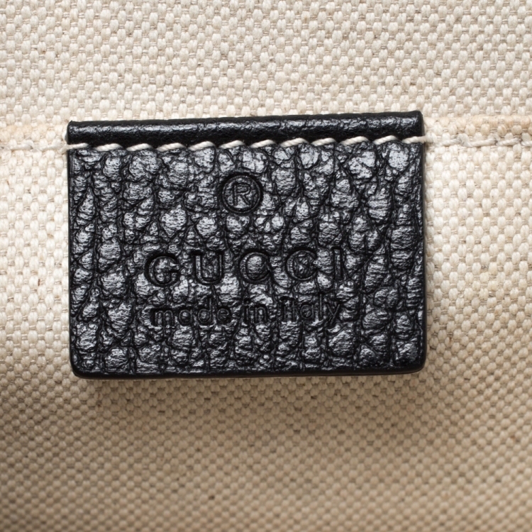 Pre Owned Gucci Black Leather Medium Dionysus Bamboo Top Handle Bag