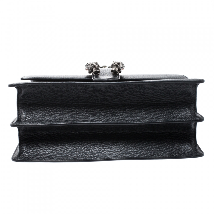 Pre Owned Gucci Black Leather Medium Dionysus Bamboo Top Handle Bag