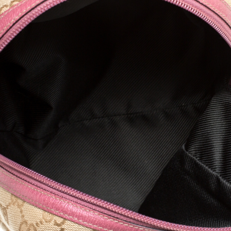 Pre Owned Gucci Beige/Pink GG Canvas and Leather Mini Dome Bag