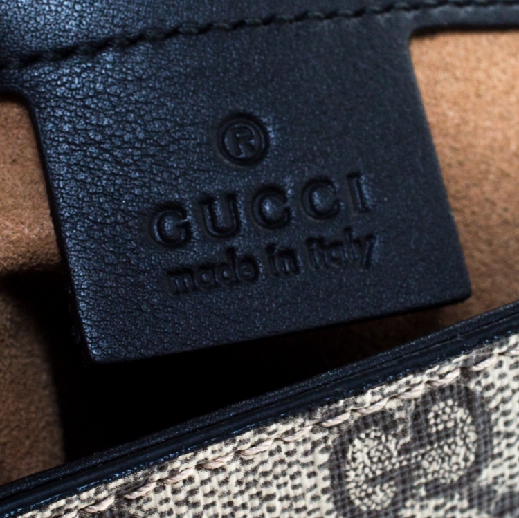 مملوكة مسبقًا Gucci  Black/Brown GG Supreme Canvas and Leather Small Padlock Top Handle Bag