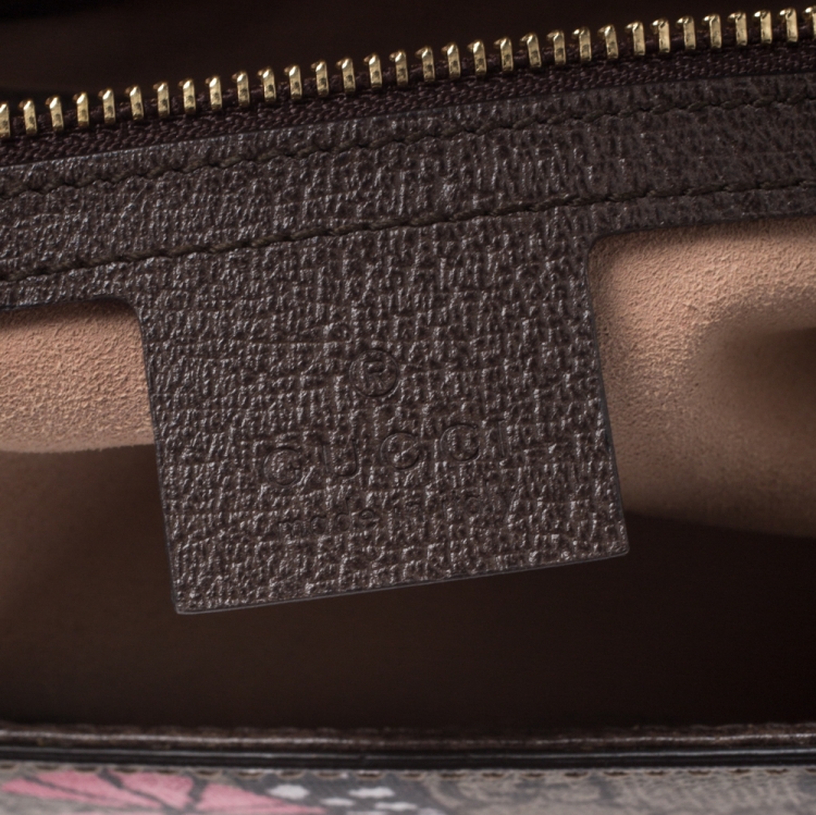 Pre Owned Gucci Beige/Brown GG Supreme Canvas and Leather Bengal Padlock Top Handle Bag     