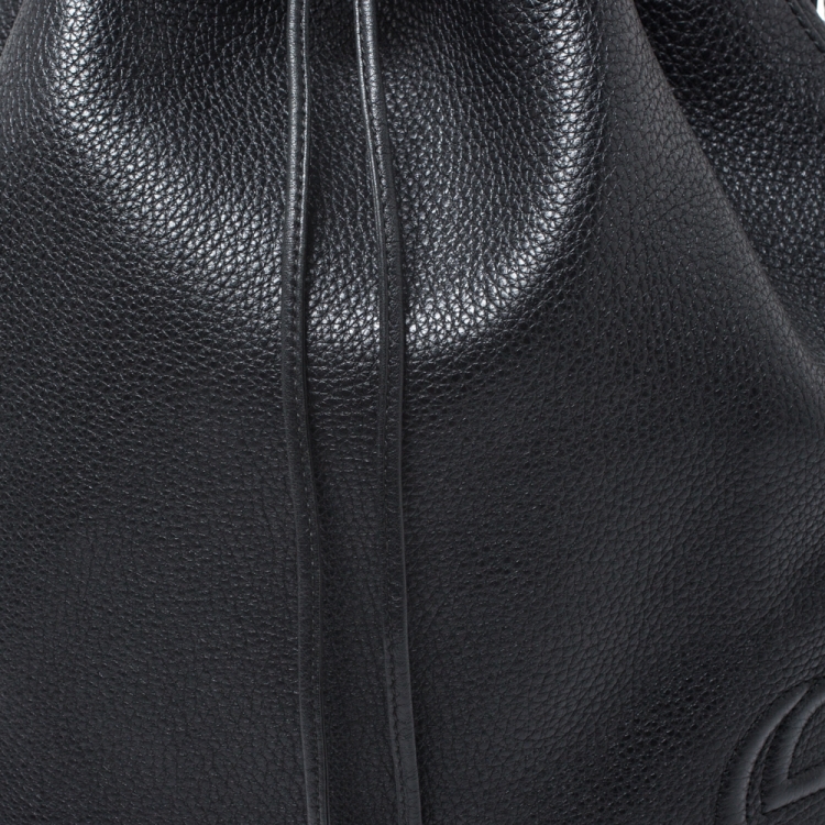 Pre Owned Gucci Black Leather Soho Drawstring Backpack